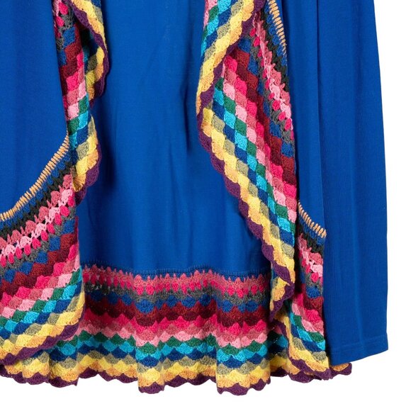 Double Zero Cardigan Crochet Trim S Womens New Blue Open Front Cardigan Cotton - Picture 3 of 6